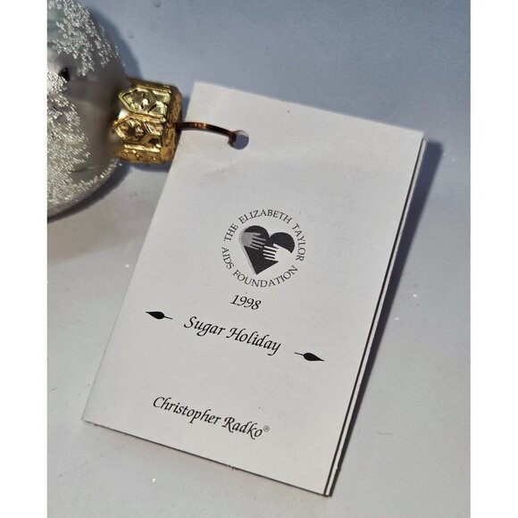 Christopher Radko 1998 Sugar Holiday Ornament Elizabeth Taylor AIDS Foundation - Picture 3 of 8